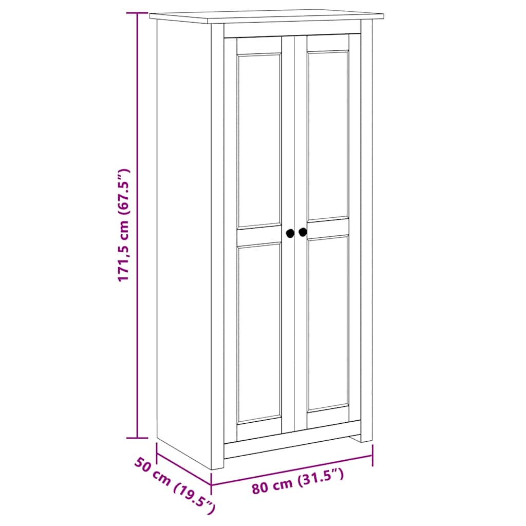 Ormar od masivne borovine sivi 80x50x171,5 cm asortiman Panama