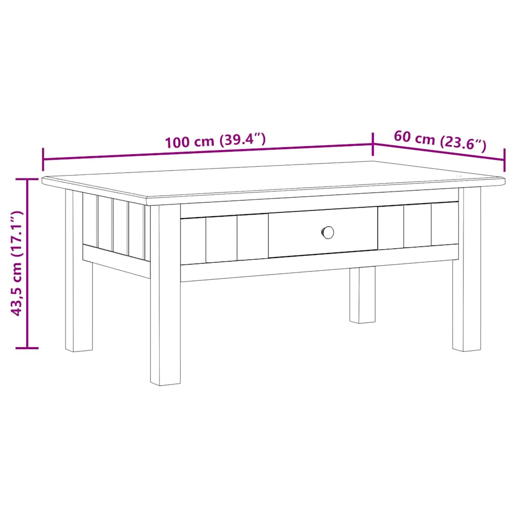 Stolić za kavu od borovine bijeli 100x60x43,5 cm asortiman Panama