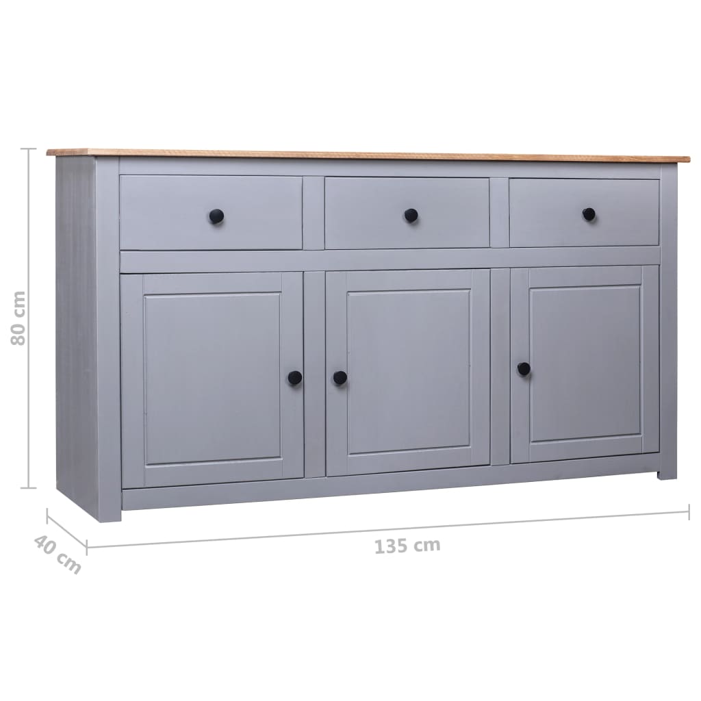 Komoda od masivne borovine siva 135x40x80 cm asortiman Panama