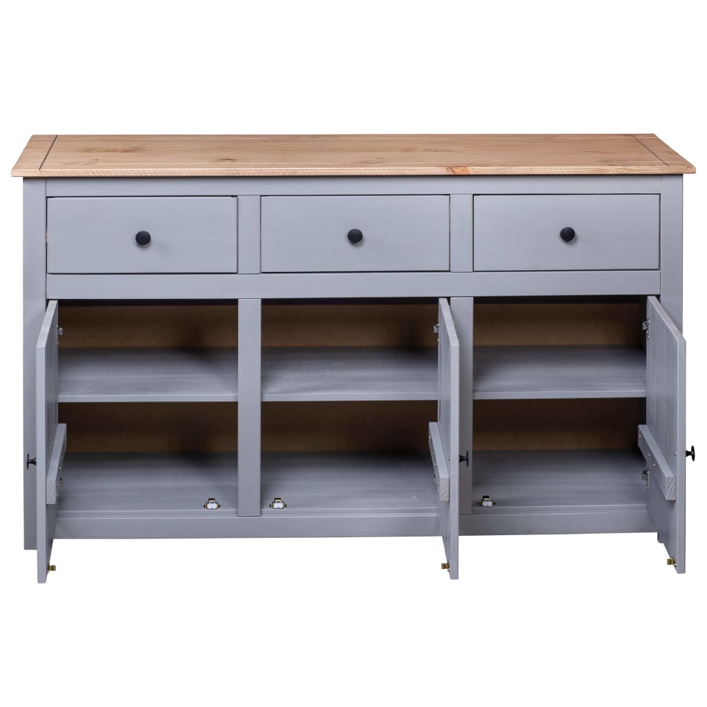 Komoda od masivne borovine siva 135x40x80 cm asortiman Panama