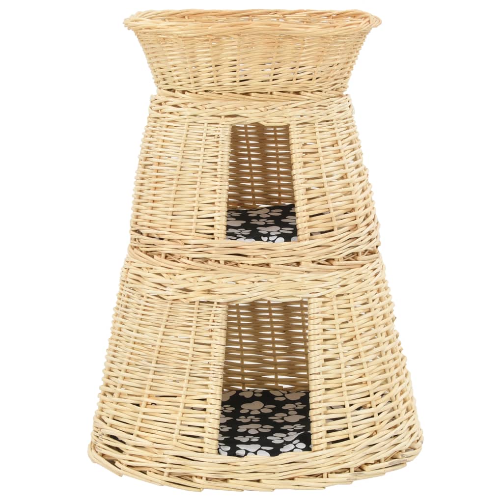3-dijelni set košare za mačke s jastucima 47x34x60 cm prirodna vrba
