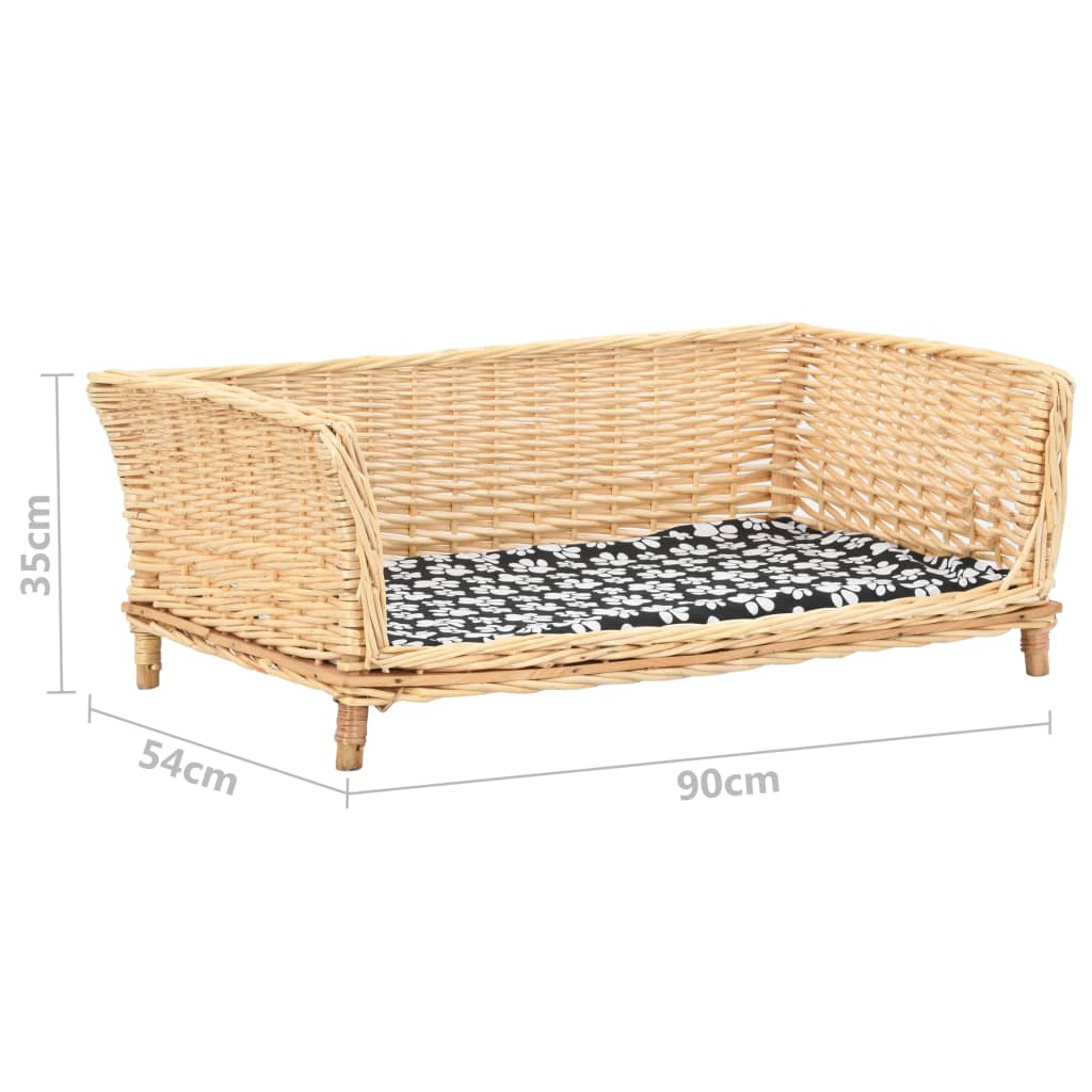 Košara za pse s jastukom 90 x 54 x 35 cm od prirodne vrbe