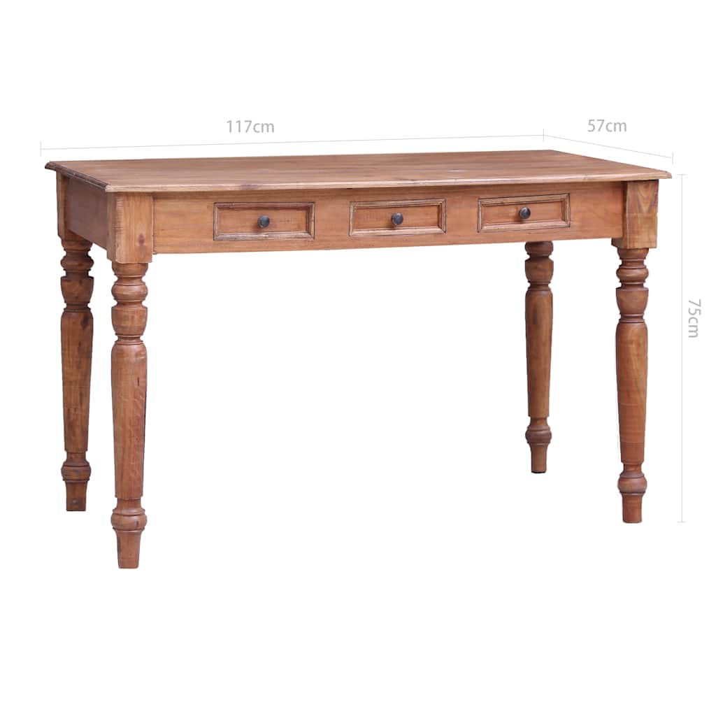 Radni stol s ladicama 117 x 57 x 75 cm masivno drvo mahagonija