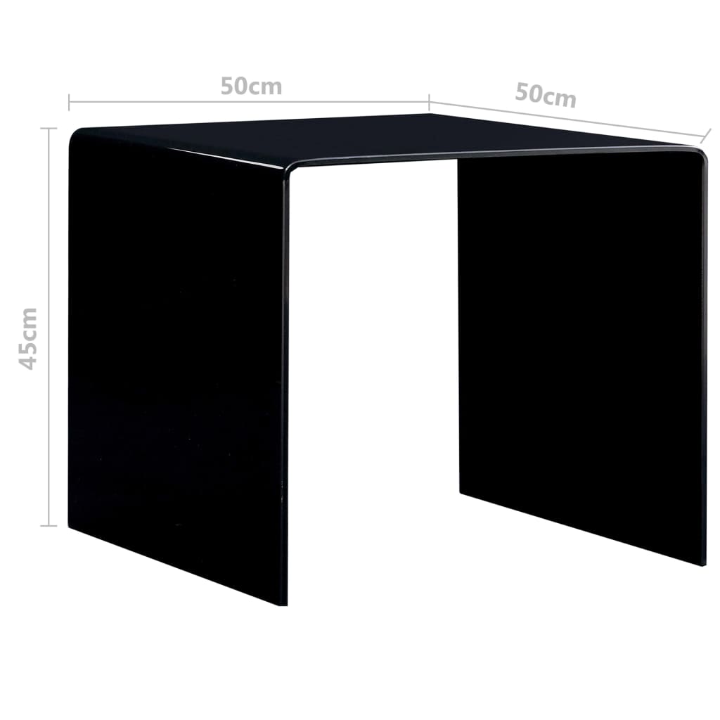 Stolić za kavu crni 50 x 50 x 45 cm od kaljenog stakla