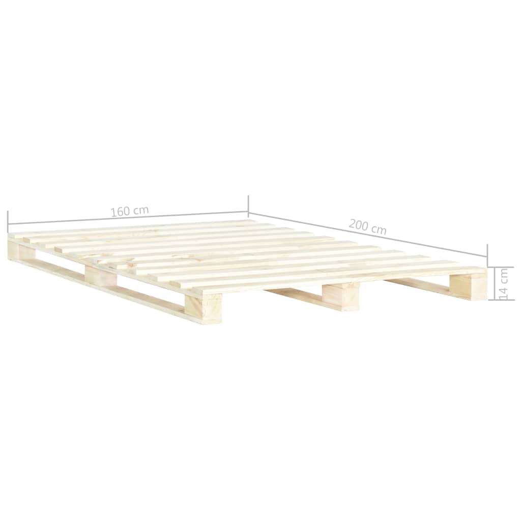 Okvir za krevet od paleta od masivne borovine 160 x 200 cm