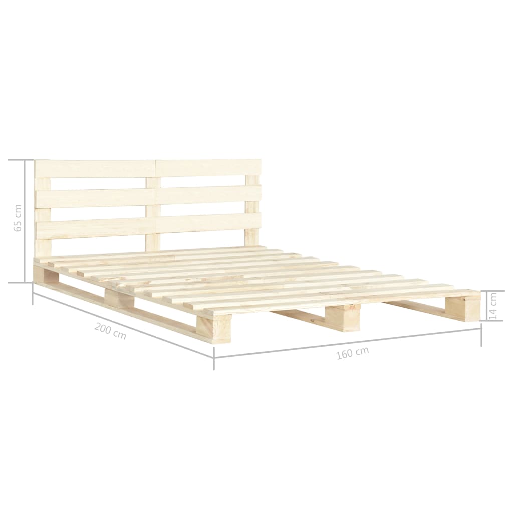 Okvir za krevet od paleta od masivne borovine 160 x 200 cm