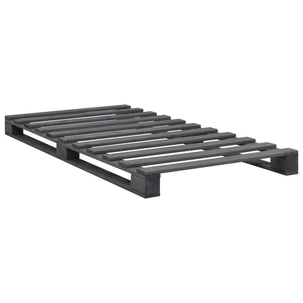 Okvir za krevet od paleta od masivne borovine sivi 100 x 200 cm