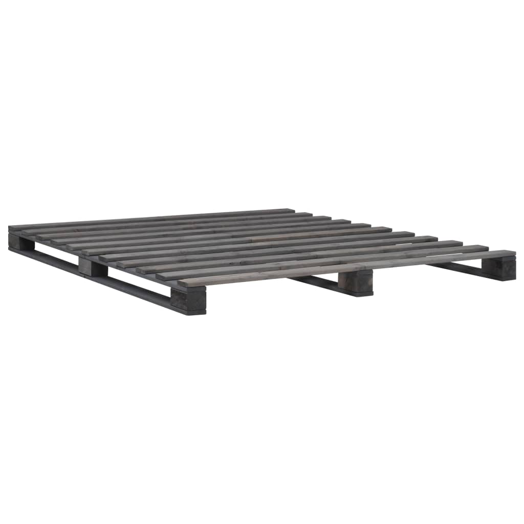 Okvir za krevet od paleta od masivne borovine sivi 160 x 200 cm
