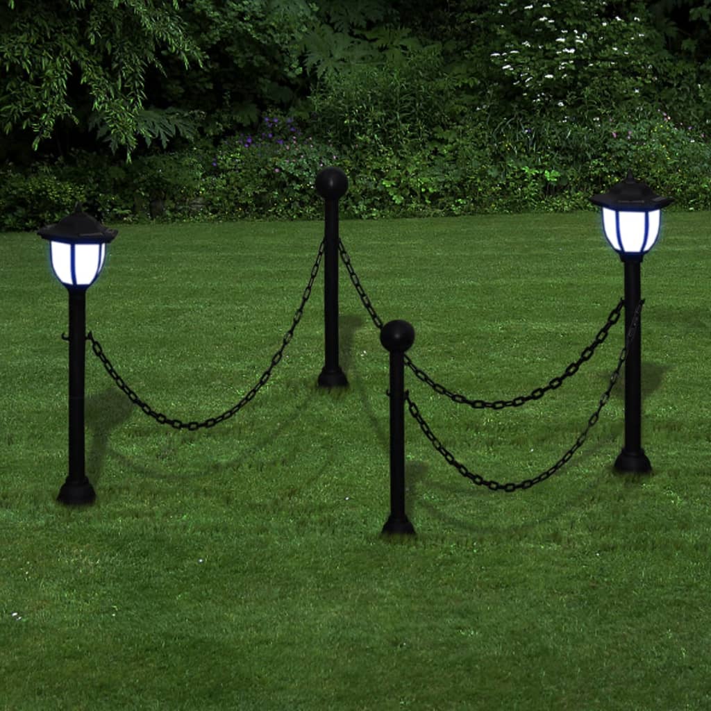 Solarne svjetiljke 4 kom s lančanom ogradom i stupovima