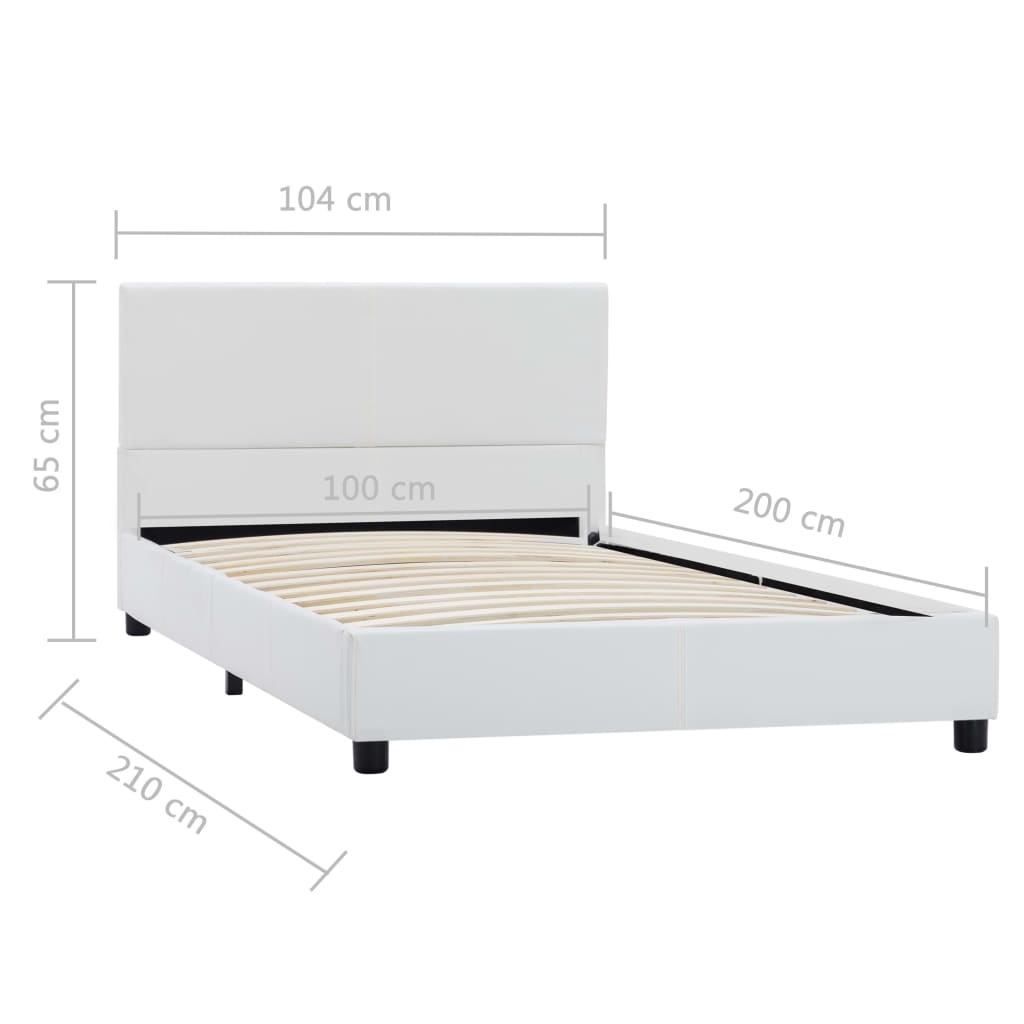 Okvir za krevet od umjetne kože bijeli 100 x 200 cm