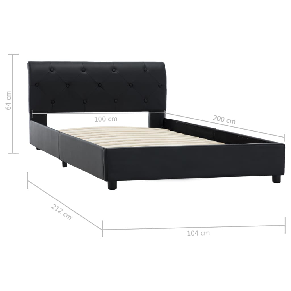 Okvir za krevet od umjetne kože crni 100 x 200 cm