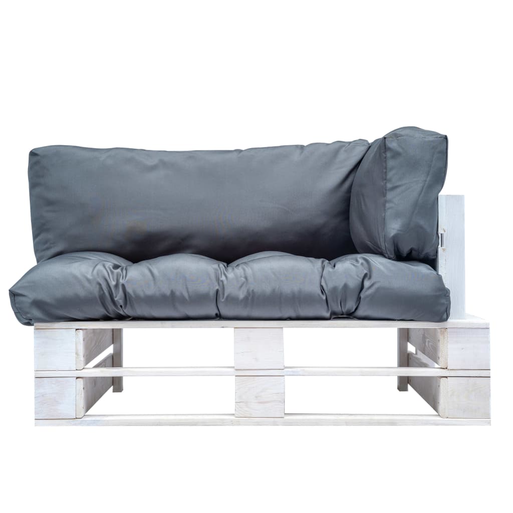 Vrtna sofa od paleta od borovine sa sivim jastucima