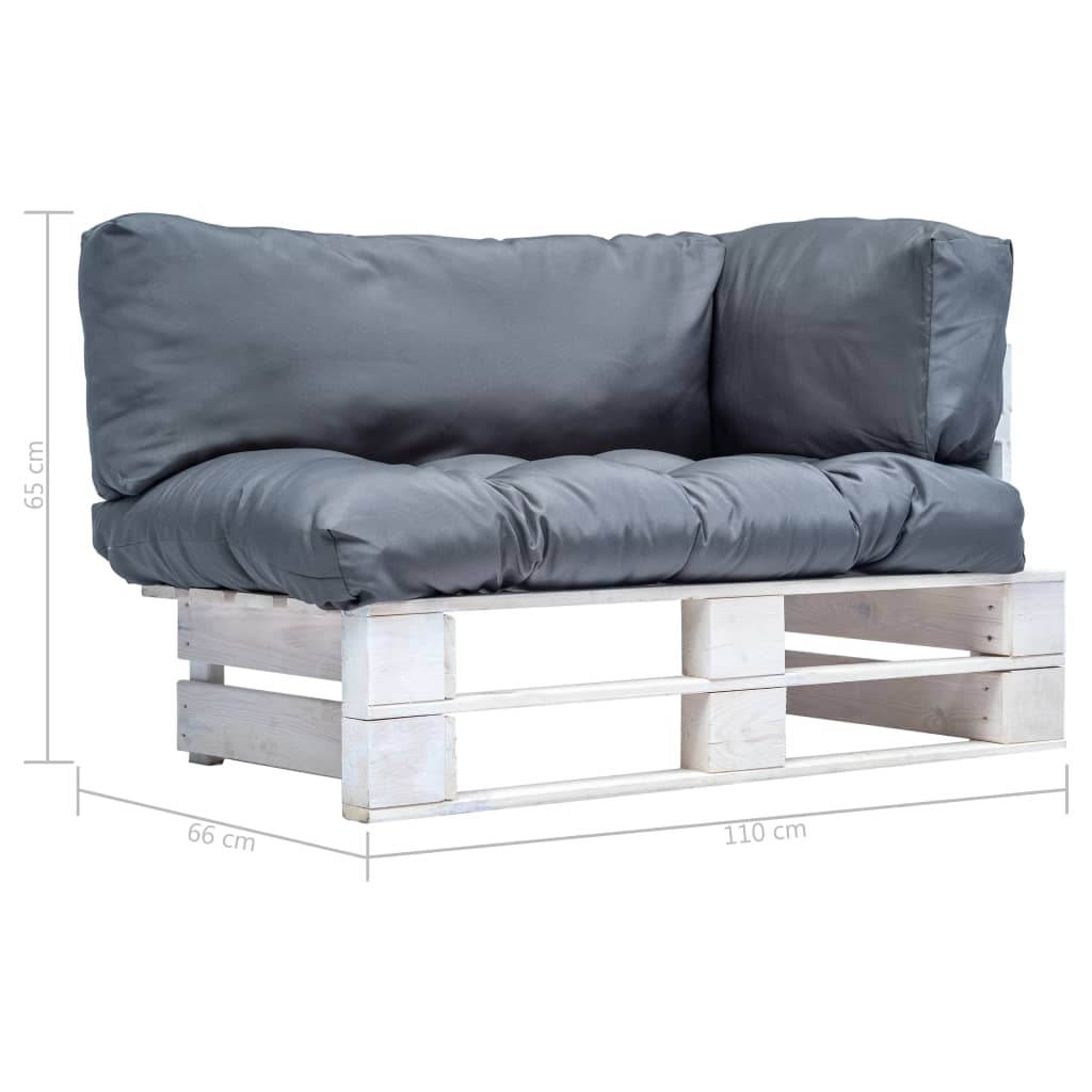 Vrtna sofa od paleta od borovine sa sivim jastucima