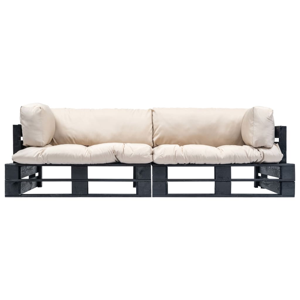 2-dijelni set vrtnih sofa od paleta od borovine s jastucima