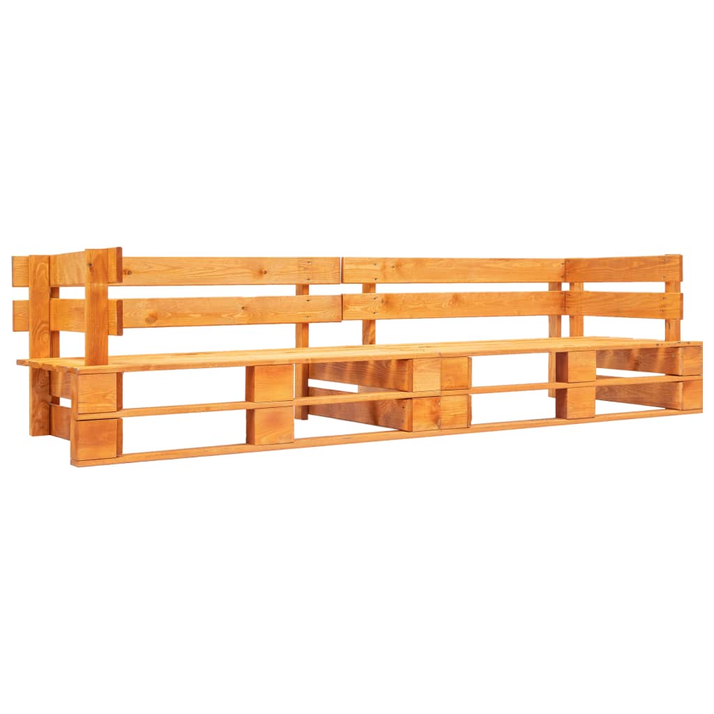 2-dijelni vrtni set sofa od paleta sa sivim jastucima borovina