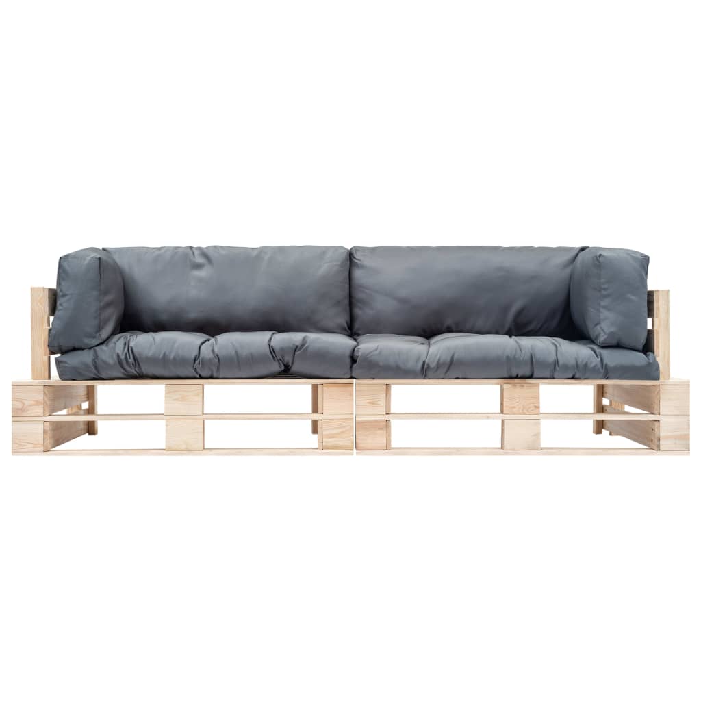 2-dijelni set vrtnih sofa od paleta od borovine s jastucima