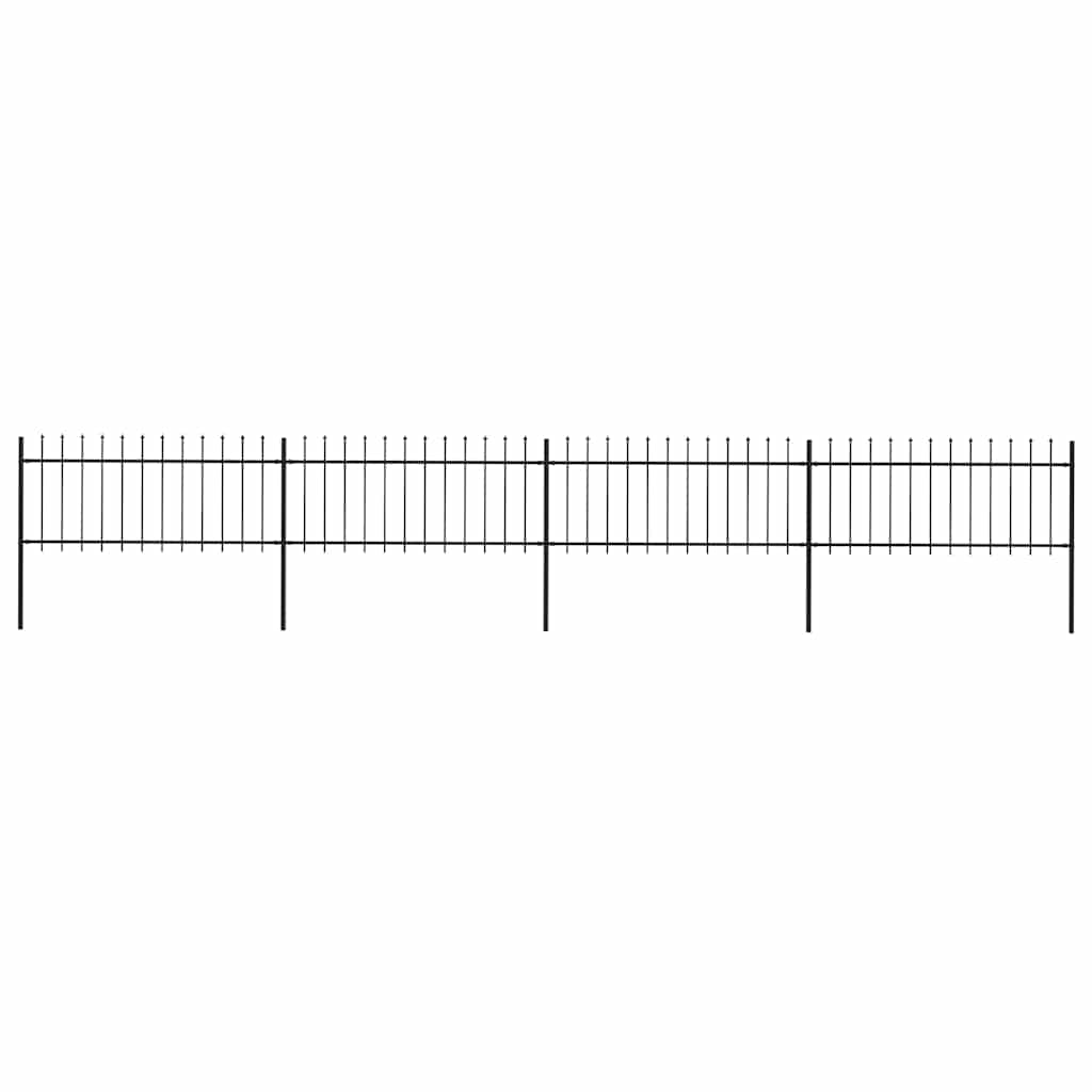 Vrtna ograda s vrhom koplja Čelik 714,5 x 80 cm Crna