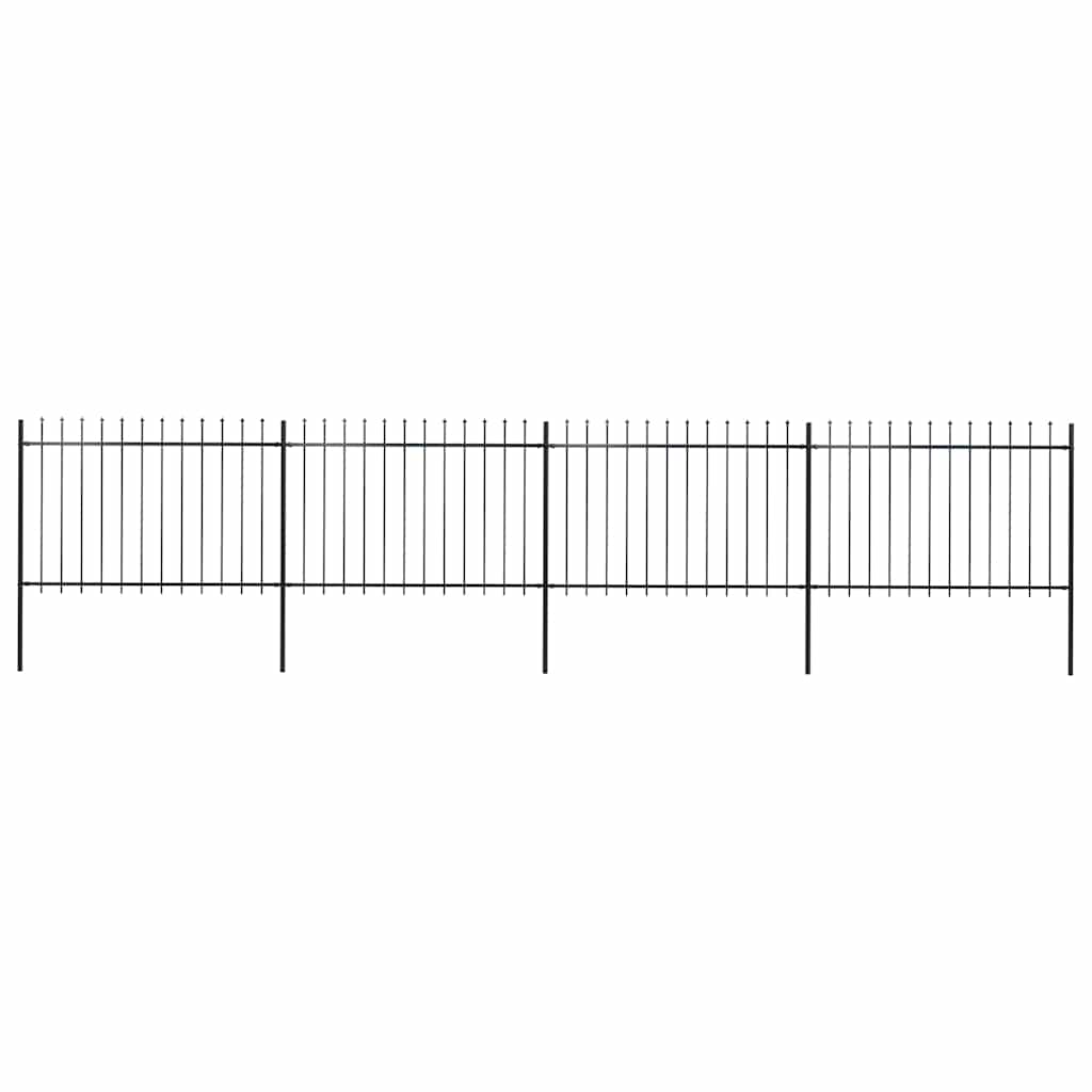 Vrtna ograda s vrhom koplja Čelik 714,5 x 120 cm Crna