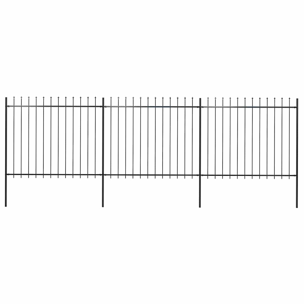Vrtna ograda s vrhom koplja Čelik 537x150 cm Crna