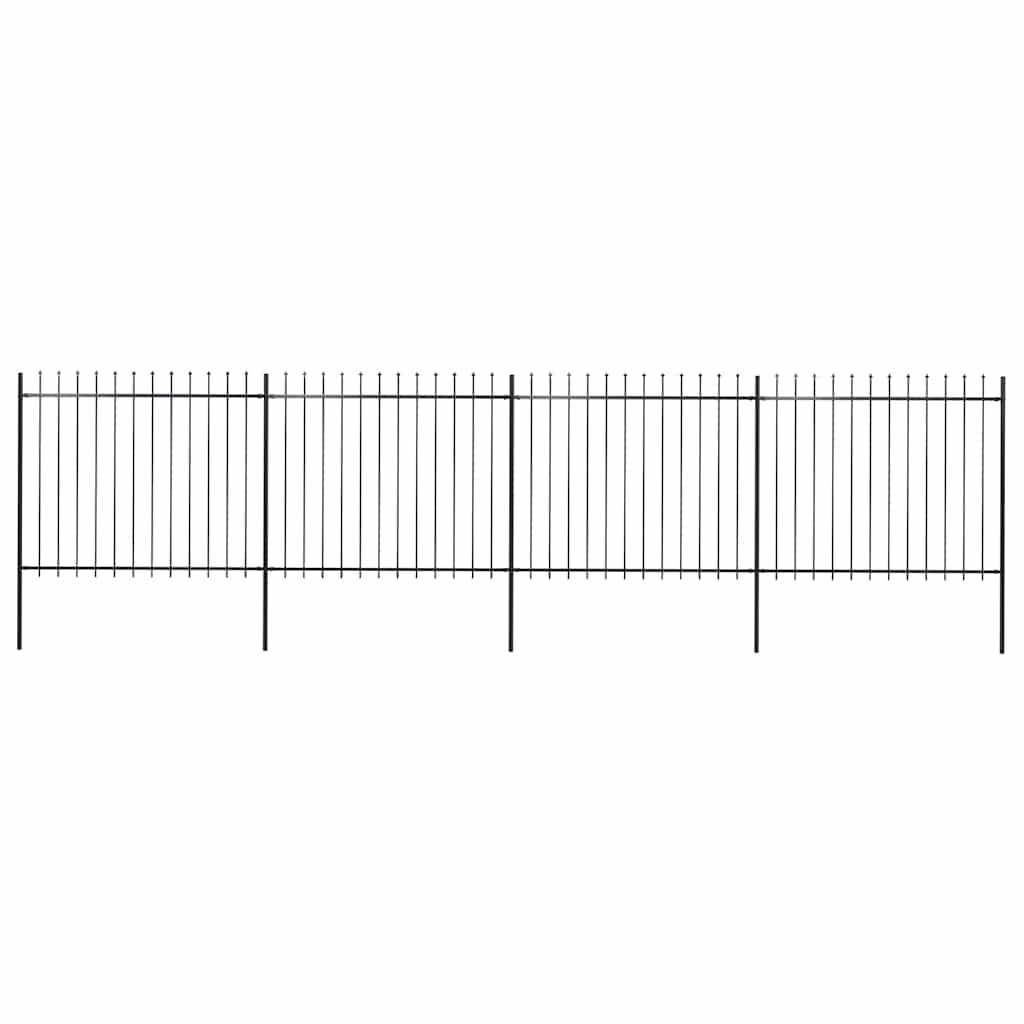Vrtna ograda s vrhom koplja Čelik 714,5 x 150 cm Crna
