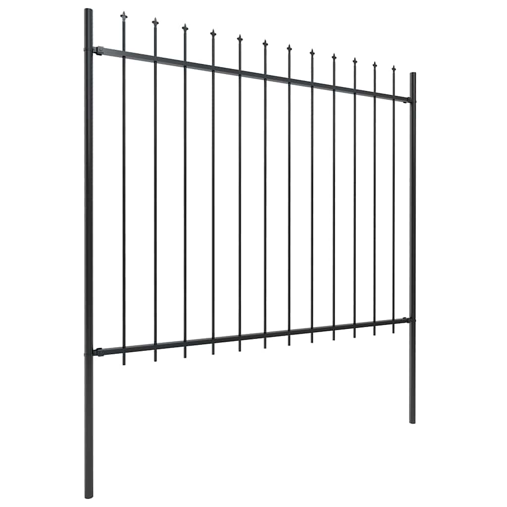 Vrtna ograda s vrhom koplja Čelik 1070x150 cm Crna