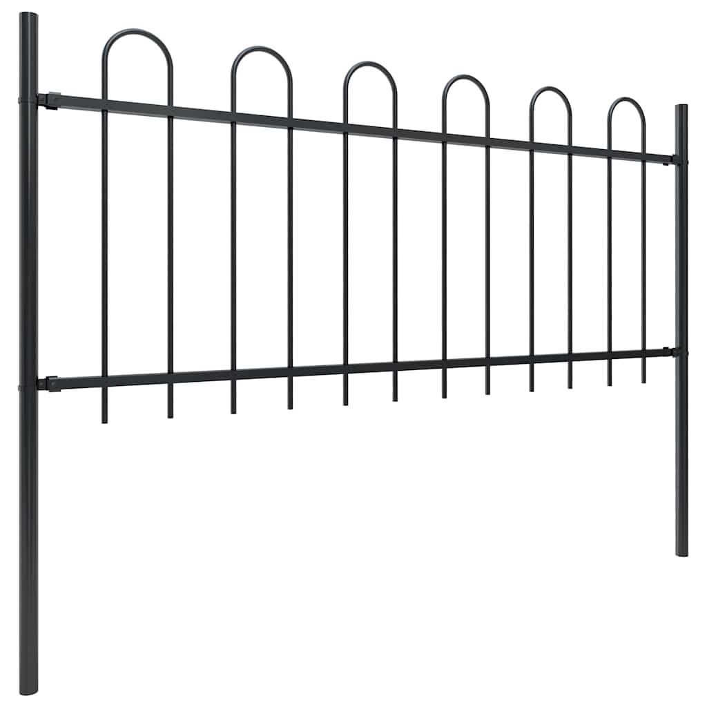 Vrtna ograda s obručem na vrhu Čelik 1070x80 cm Crna
