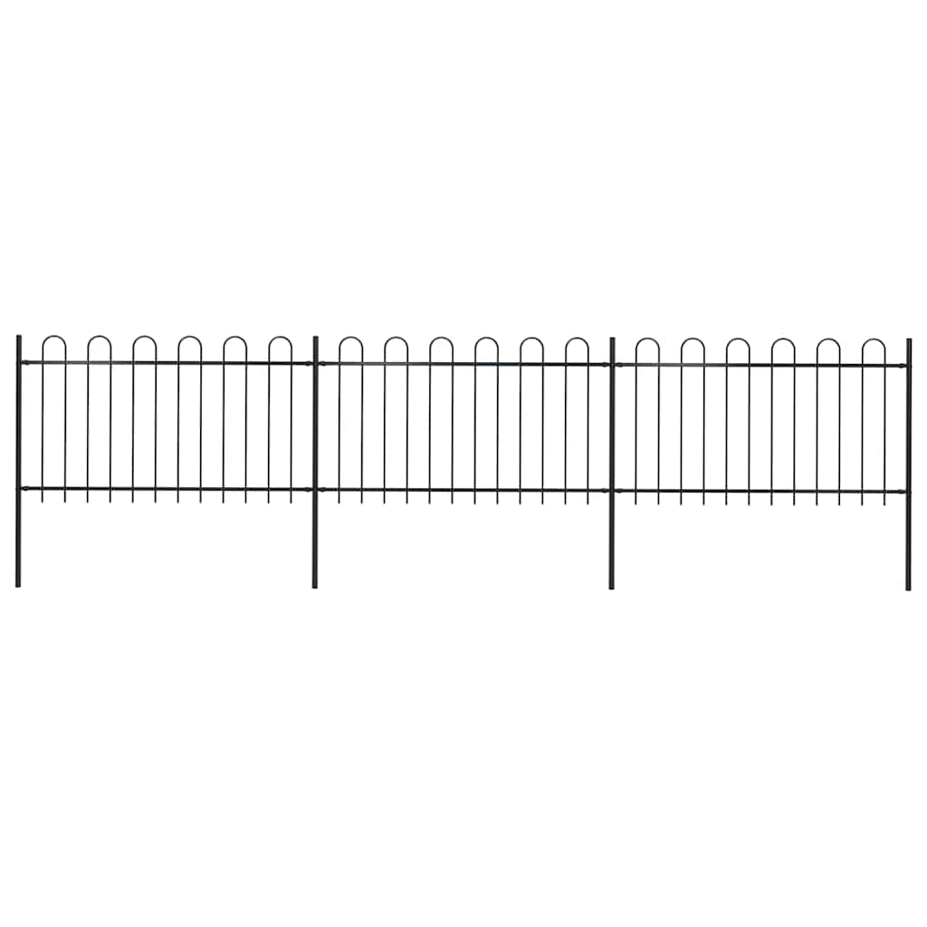Vrtna ograda s obručem na vrhu Čelik 537x100 cm Crna