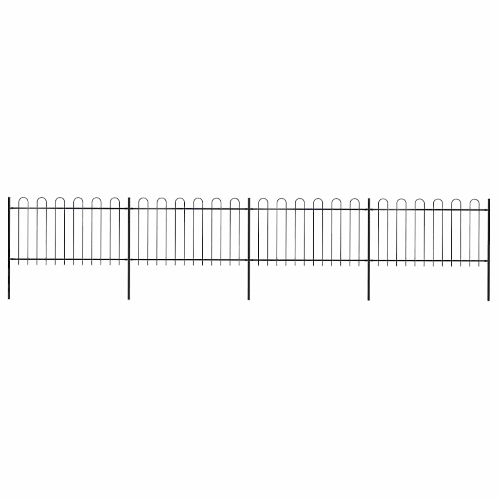 Vrtna ograda s obručem na vrhu Čelik 714,5 x 100 cm Crna