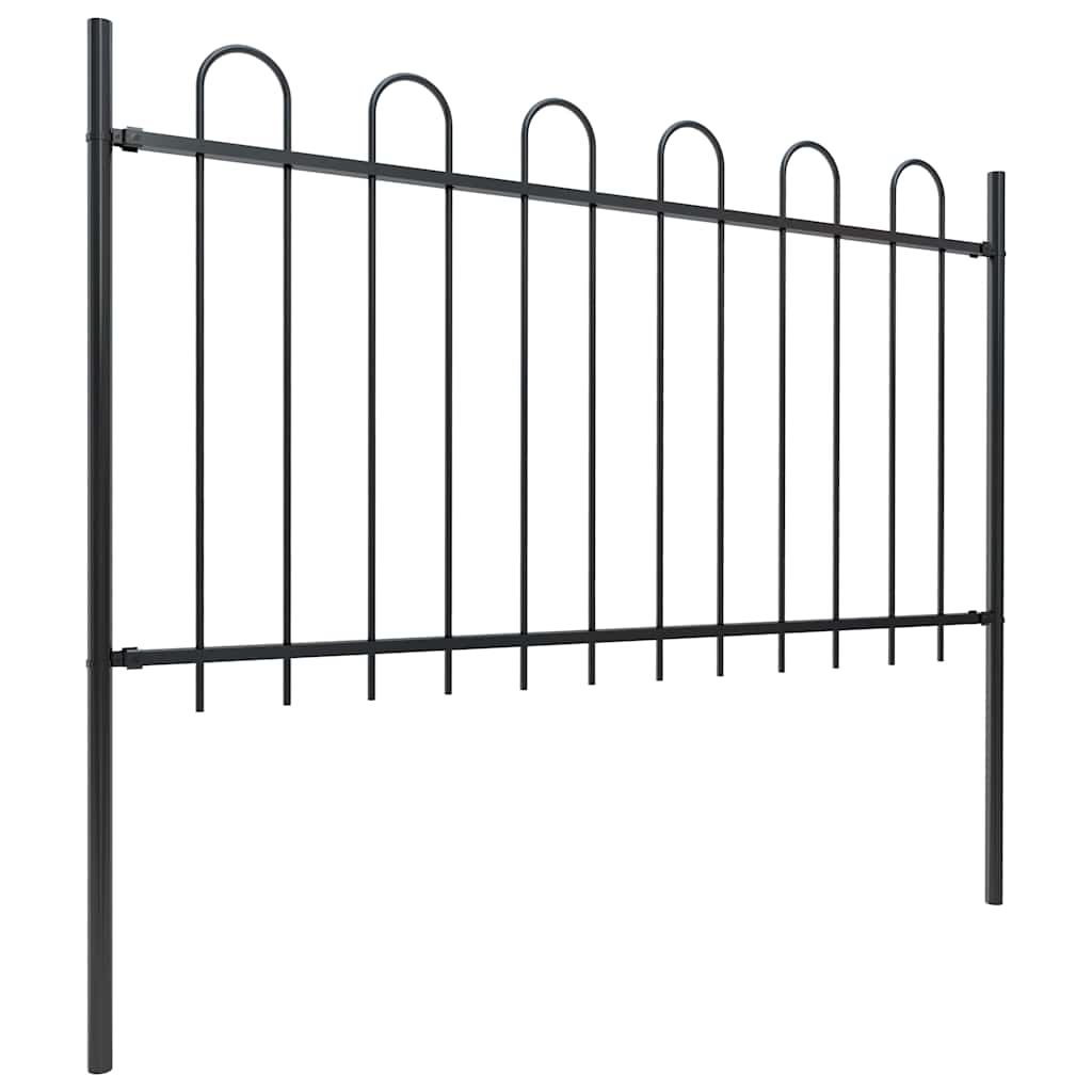 Vrtna ograda s obručem na vrhu Čelik 1070x100 cm Crna