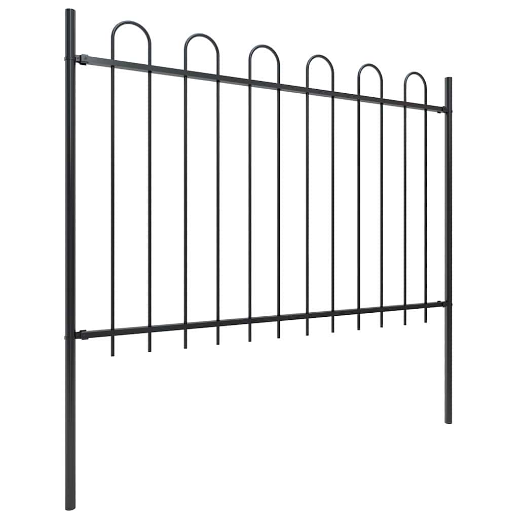 Vrtna ograda s obručem na vrhu Čelik 714,5 x 120 cm Crna