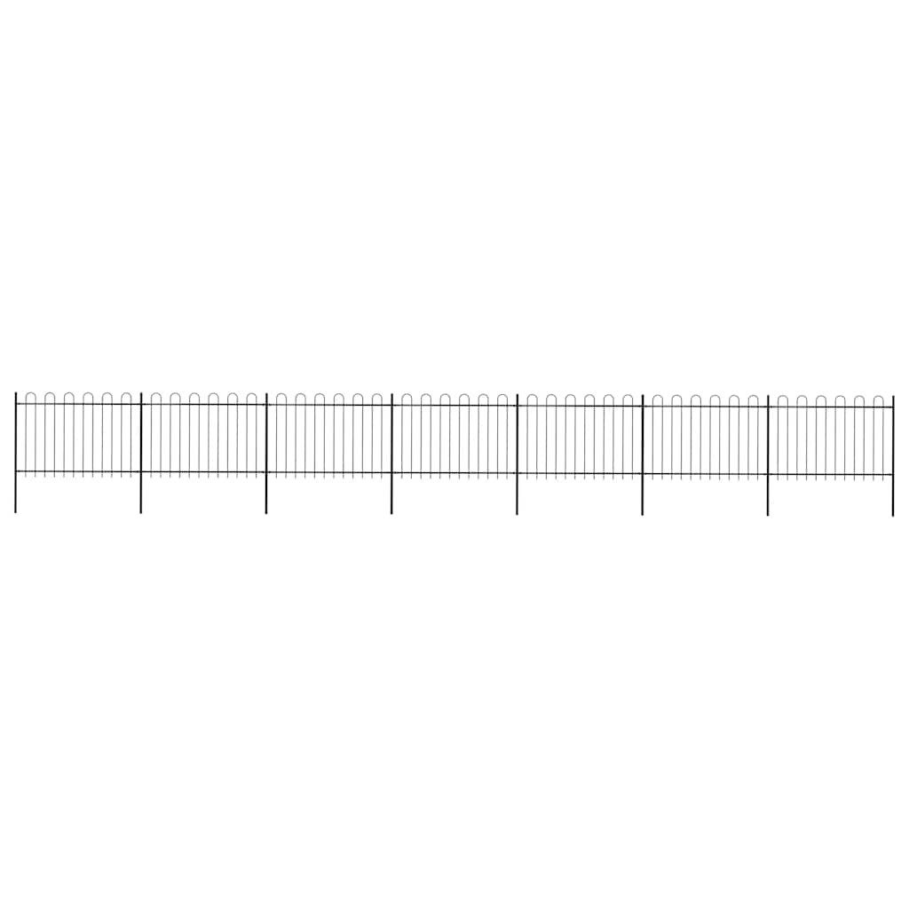 Vrtna ograda s obručem na vrhu Čelik 1248 x 120 cm Crna