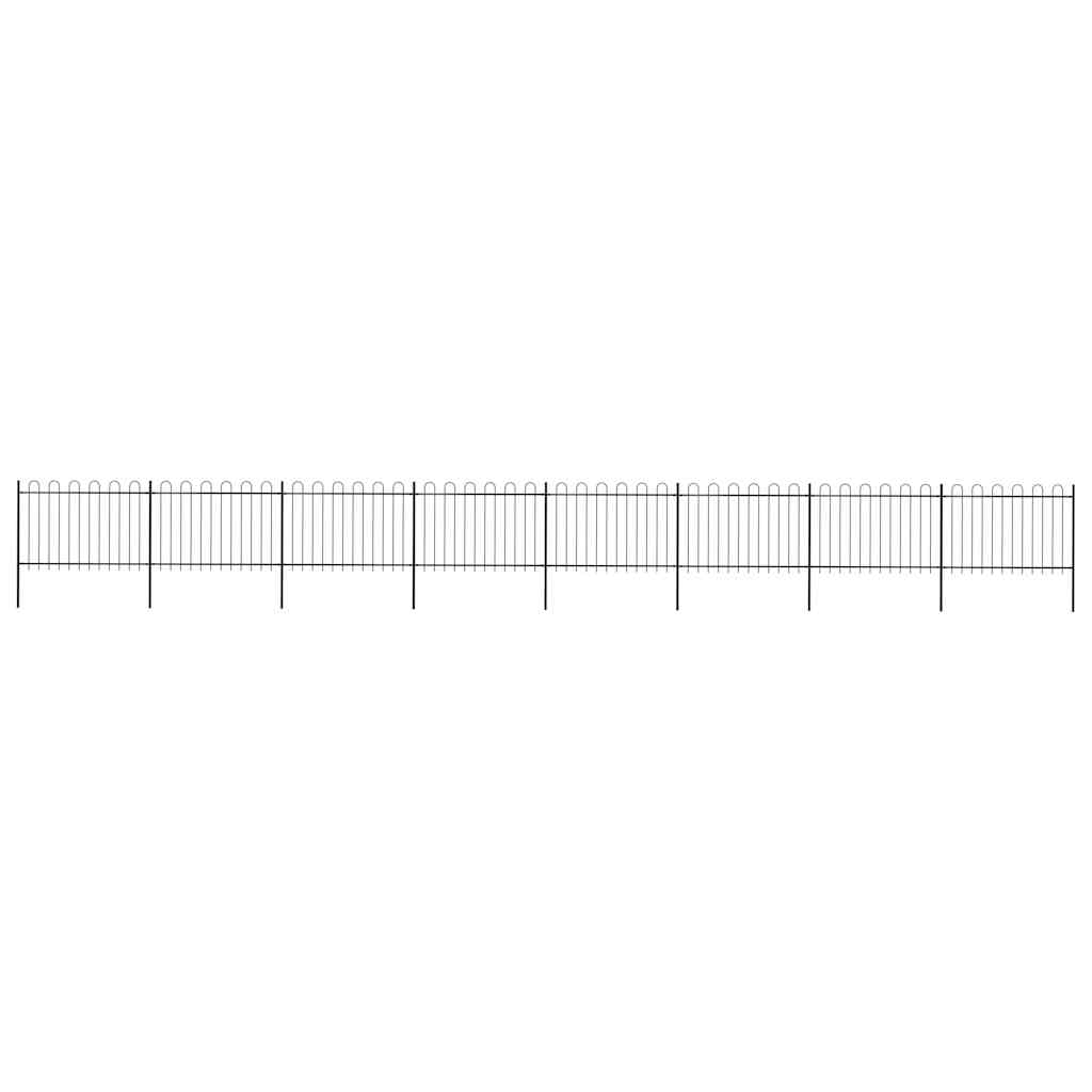 Vrtna ograda s obručem na vrhu Čelik 1426x120 cm Crna