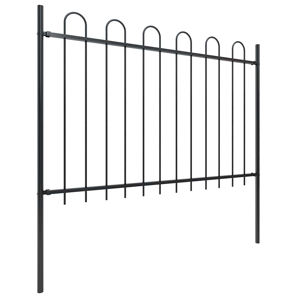 Vrtna ograda s obručem na vrhu Čelik 1426x120 cm Crna
