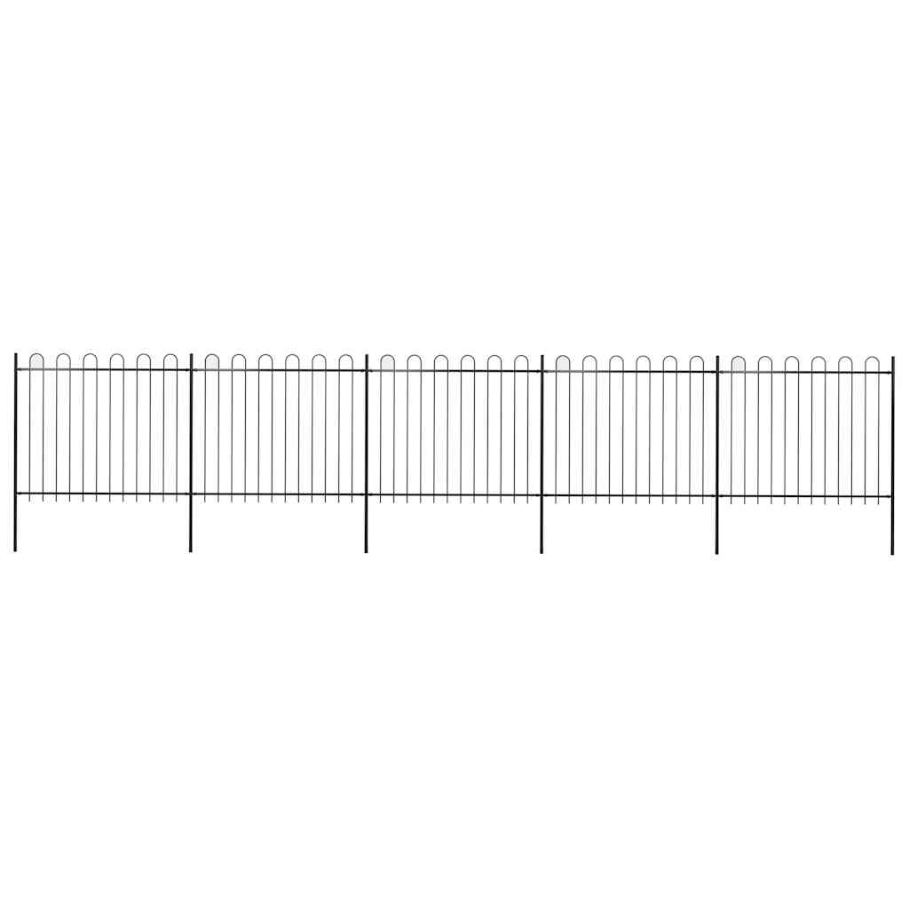 Vrtna ograda s obručem na vrhu Čelik 892,5 x 150 cm Crna