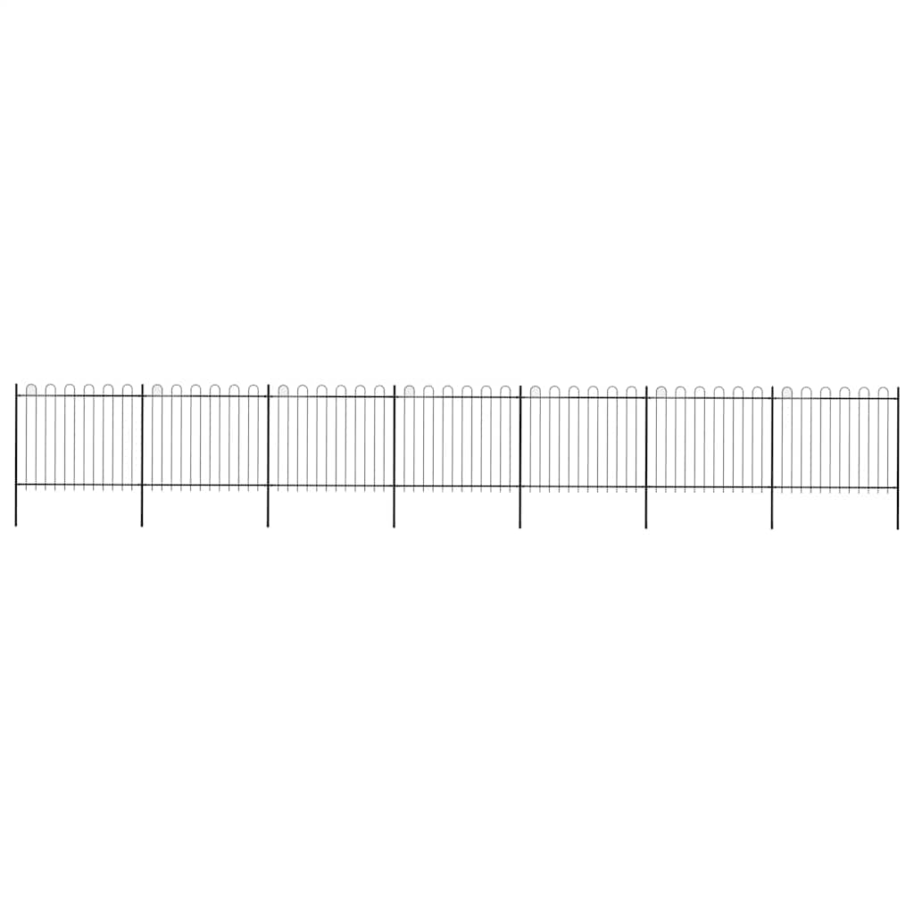 Vrtna ograda s obručem na vrhu Čelik 1248 x 150 cm Crna