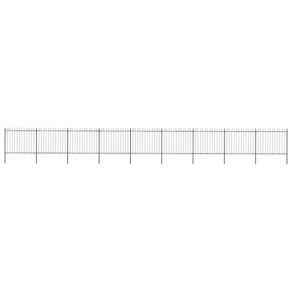 Vrtna ograda s obručem na vrhu Čelik 1603,5x150 cm Crna