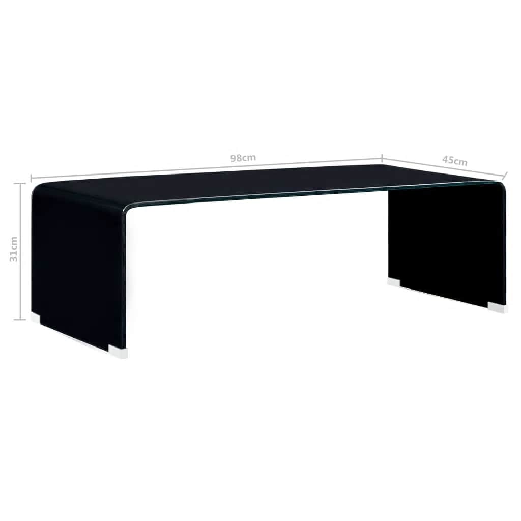 Stolić za kavu crni 98 x 45 x 31 cm od kaljenog stakla