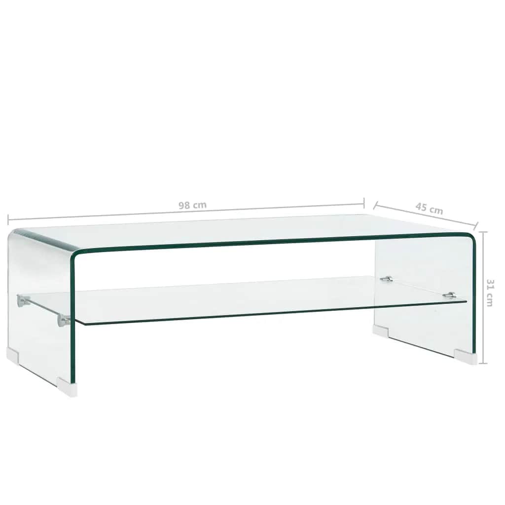 Stolić za kavu prozirni 98 x 45 x 31 cm od kaljenog stakla