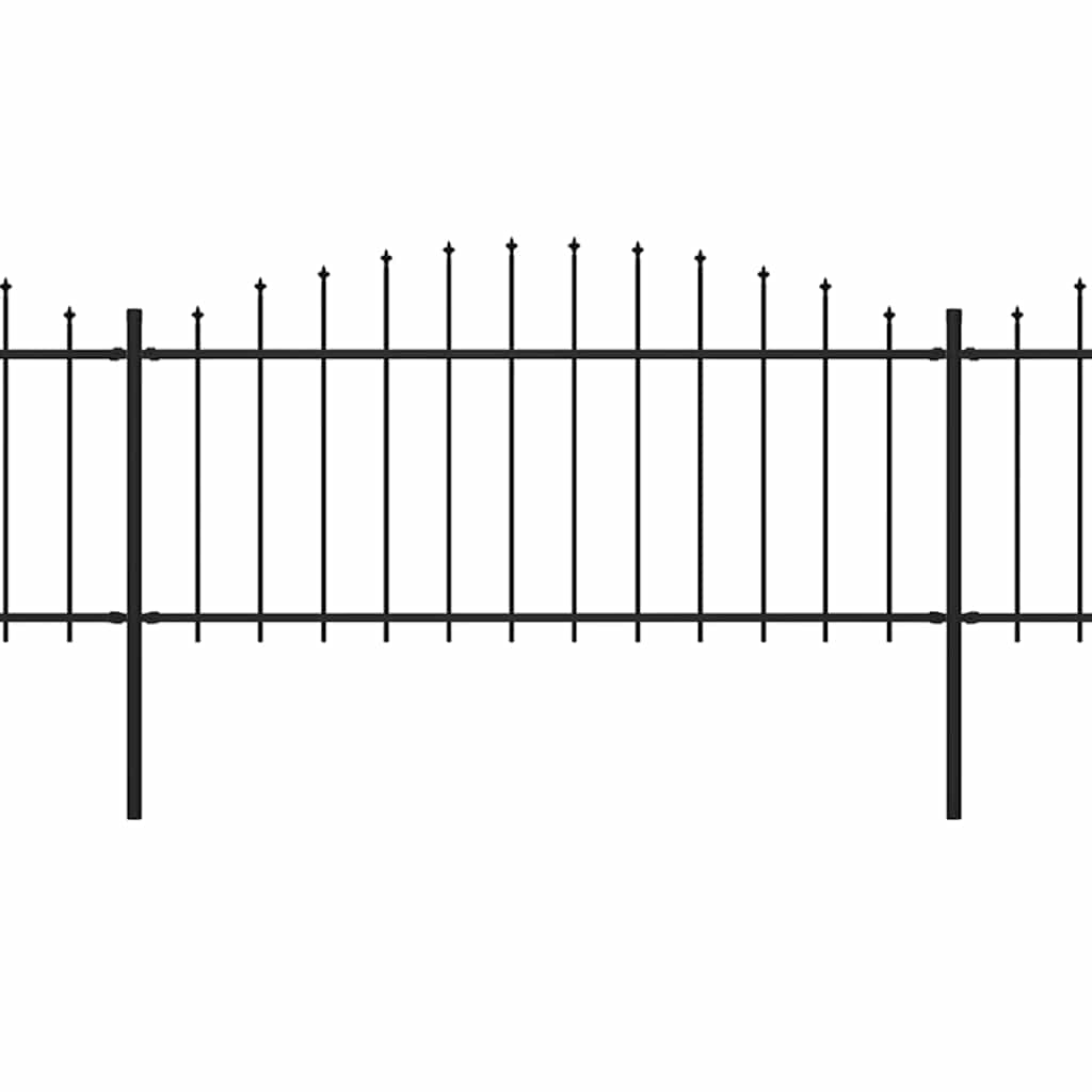 Vrtna ograda s ukrasnim kopljima (0,5-0,75) x 11,9 m čelična crna