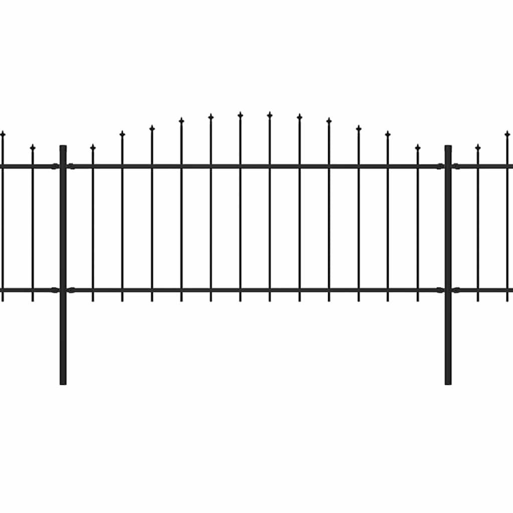 Vrtna ograda s vrhom koplja Čelik 1426 x 75 cm Crna