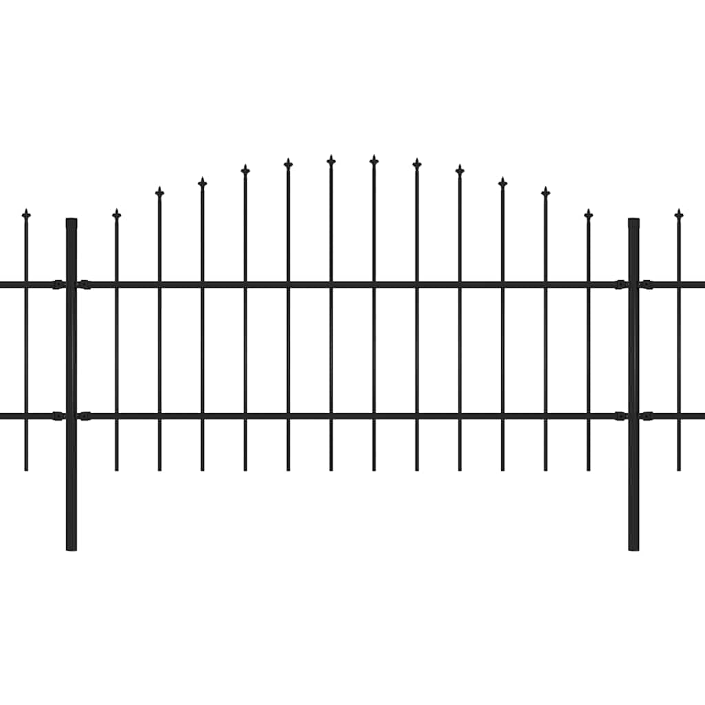 Vrtna ograda s vrhom koplja Čelik 1070x100 cm Crna