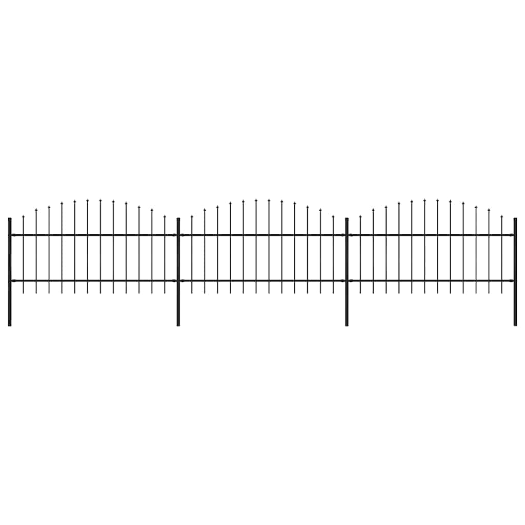 Vrtna ograda s vrhom koplja Čelik 537x125 cm Crna