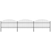Vrtna ograda s vrhom koplja Čelik 537x125 cm Crna