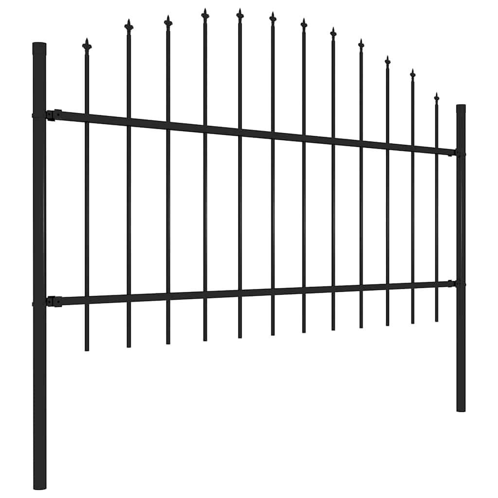 Vrtna ograda s vrhom koplja Čelik 537x125 cm Crna