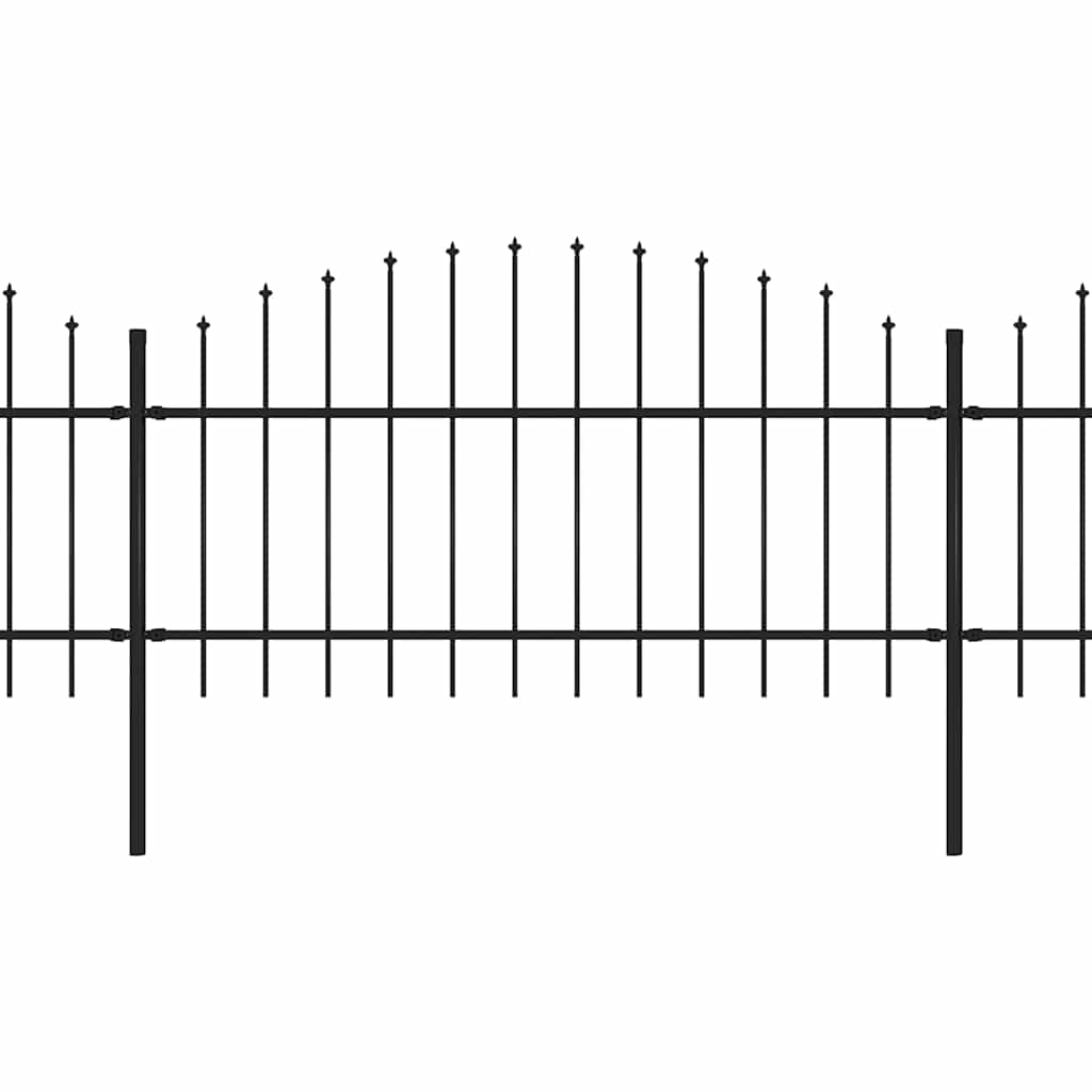 Vrtna ograda s vrhom koplja Čelik 892,5 x 125 cm Crna