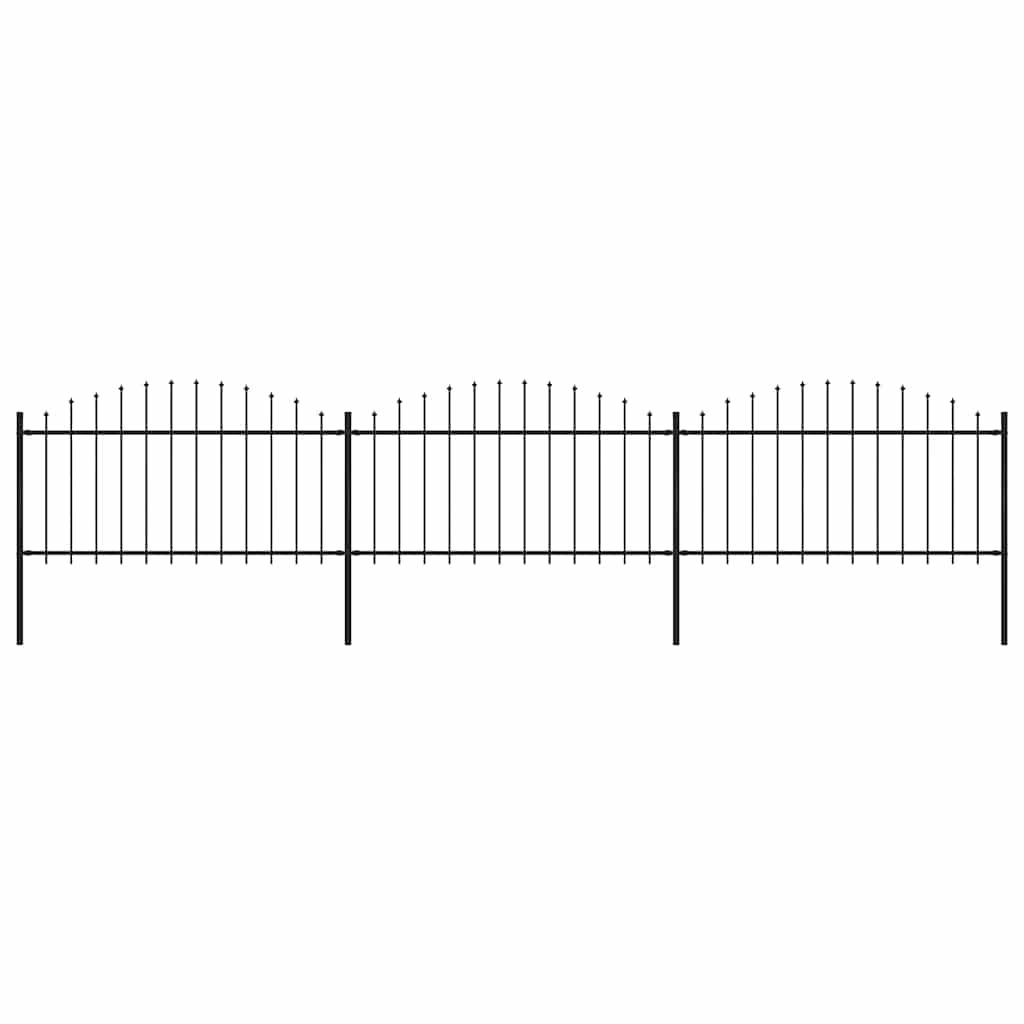 Vrtna ograda s vrhom koplja Čelik 537x150 cm Crna