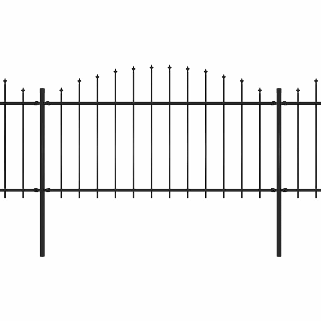 Vrtna ograda s vrhom koplja Čelik 1070x150 cm Crna