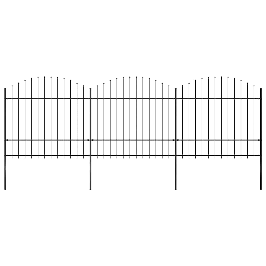 Vrtna ograda s vrhom koplja Čelik 537x175 cm Crna