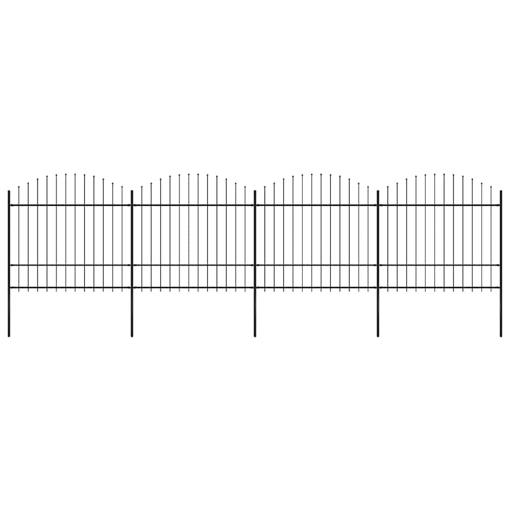 Vrtna ograda s vrhom koplja Čelik 714,5 x 175 cm Crna