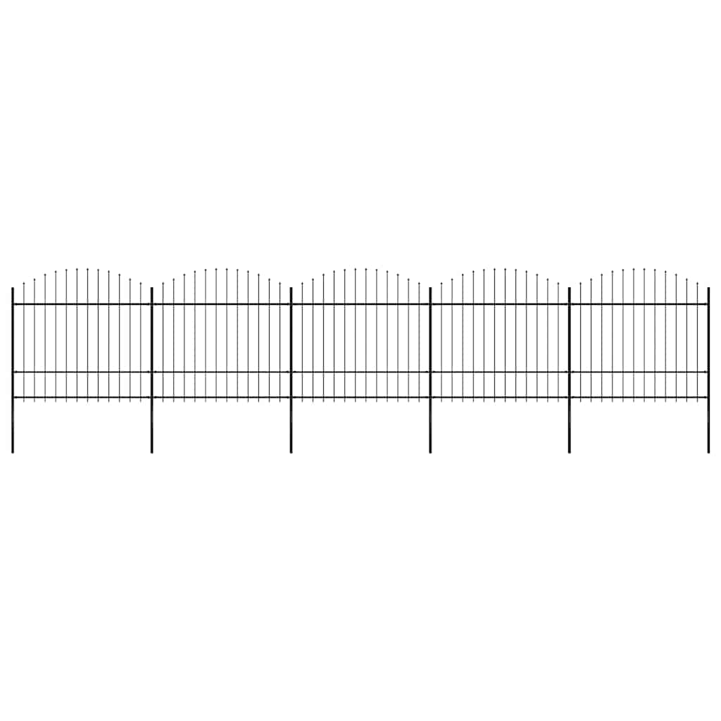 Vrtna ograda s vrhom koplja Čelik 892,5 x 175 cm Crna